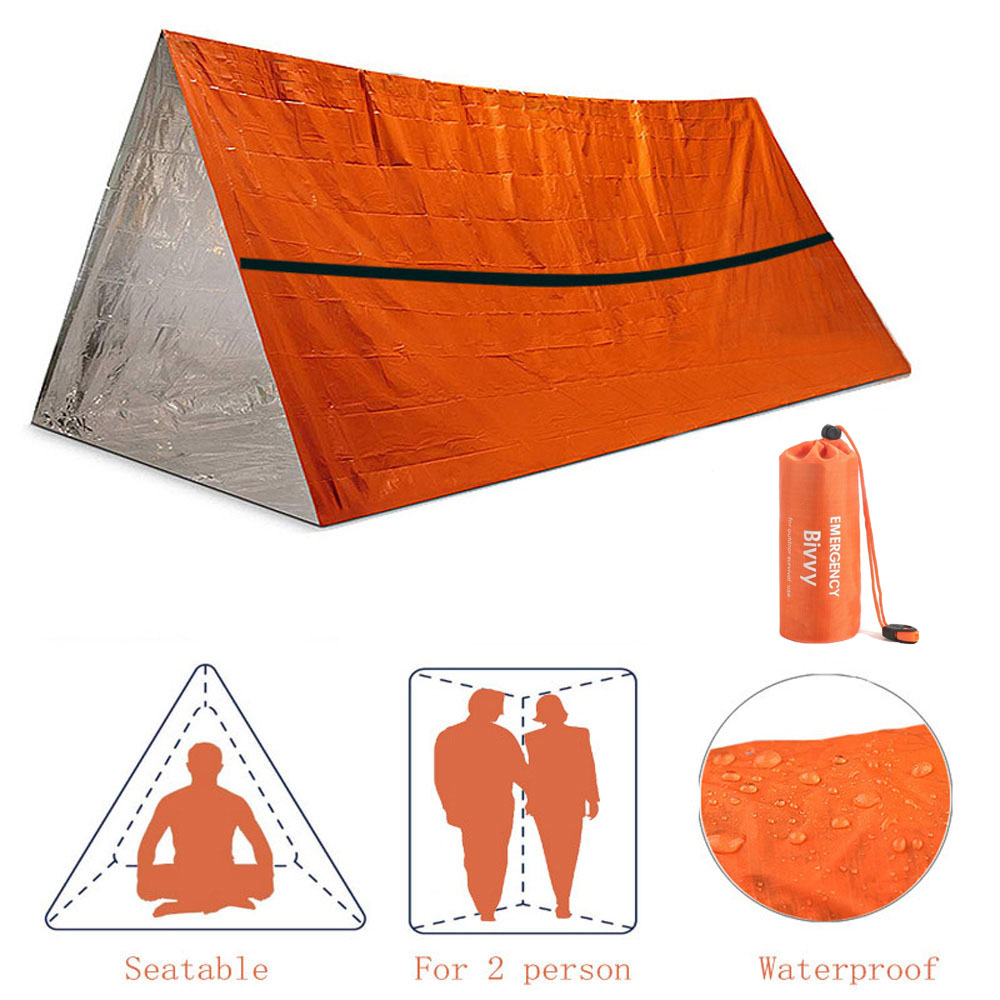 Emergency Mylar Tent - 2-osobowy schron awaryjny Bivy zestaw namiotów