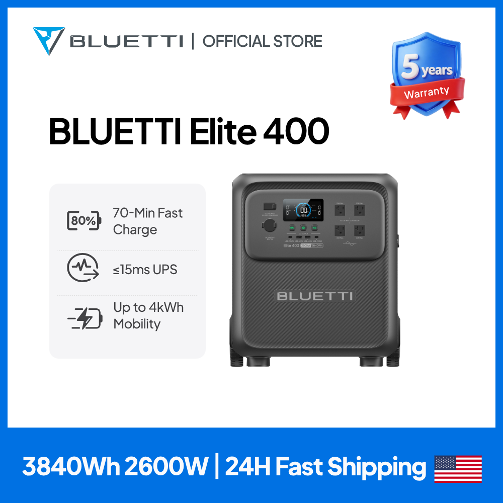 Solar Emergency Charger - BLUETTI Elite 400 2600W 3840Wh Ultra