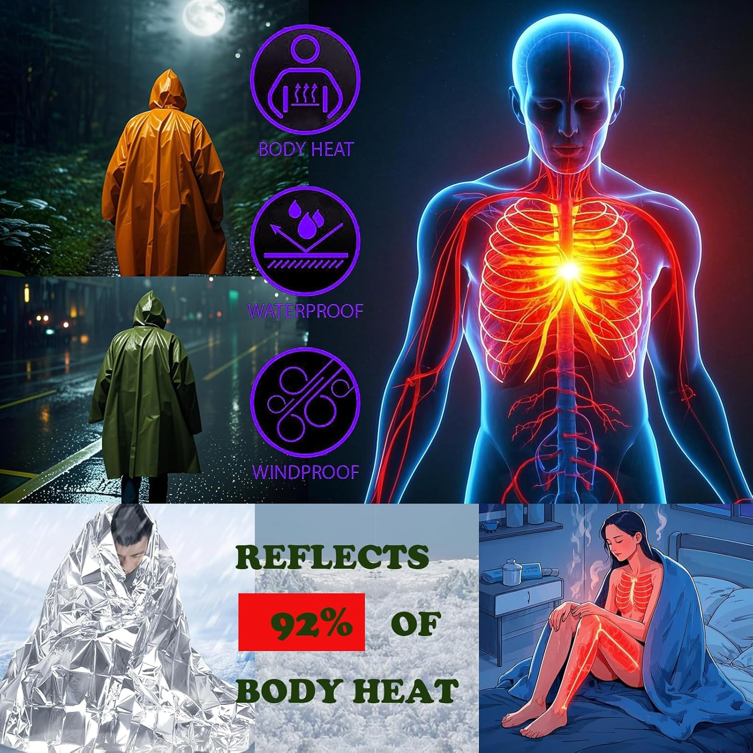 Płaszcz przeciwdeszczowy kempi – Survival Blanket Reflective recenzja i cena